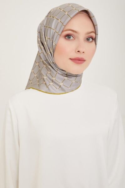 Belli % 100 Twill İpek Eşarp 4006-50 Gri