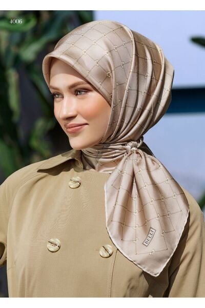 Belli % 100 Twill İpek Eşarp 4006-33 Bej
