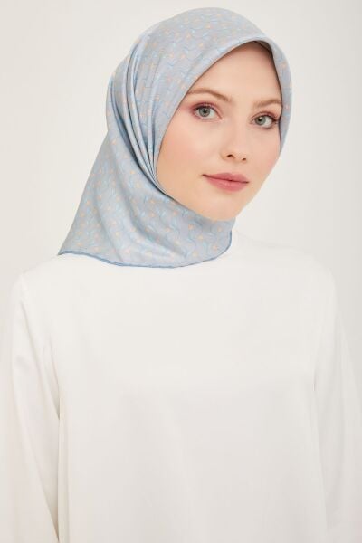 Belli % 100 Twill İpek Eşarp 4001D 01 Buz Mavisi