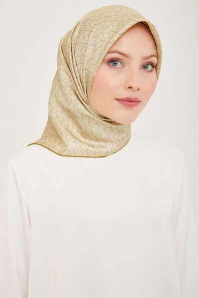 Belli % 100 Twill İpek Eşarp 4001D 05 Yağ Yeşili