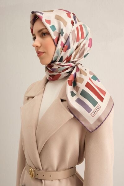 Armine 2025 Ilkbahar Yaz Sezonu % 100 Twill Ipek Eşarp 9341dm 04