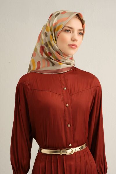 Armine 2025 Ilkbahar Yaz Sezonu % 100 Twill Ipek Eşarp 9341dm 01