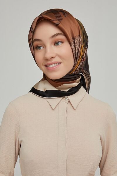Armine Nostalji Serisi %100 Twill İpek Eşarp 8620D 38