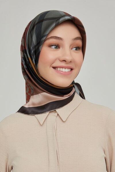 Armine Nostalji Serisi %100 Twill İpek Eşarp 8620D 09