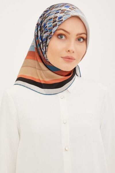 Armine Nostalji Serisi %100 Twill İpek Eşarp 8934D 33