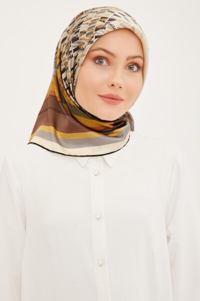Armine Nostalji Serisi %100 Twill İpek Eşarp 8934D 37