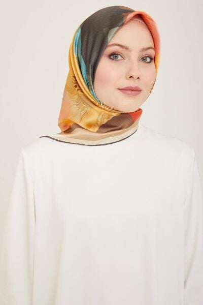 Armine Nostalji Serisi %100 Twill İpek Eşarp 9145D 04