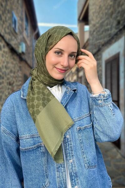 Aker Elegance Monogram Şal 952 AçıkYeşil