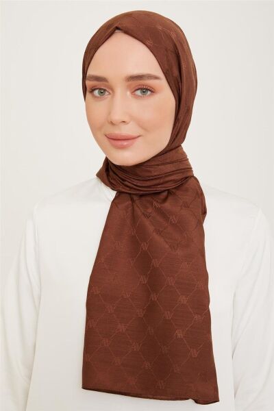 Armine Trend Monogram Şal 1 3209 Acı Kahve